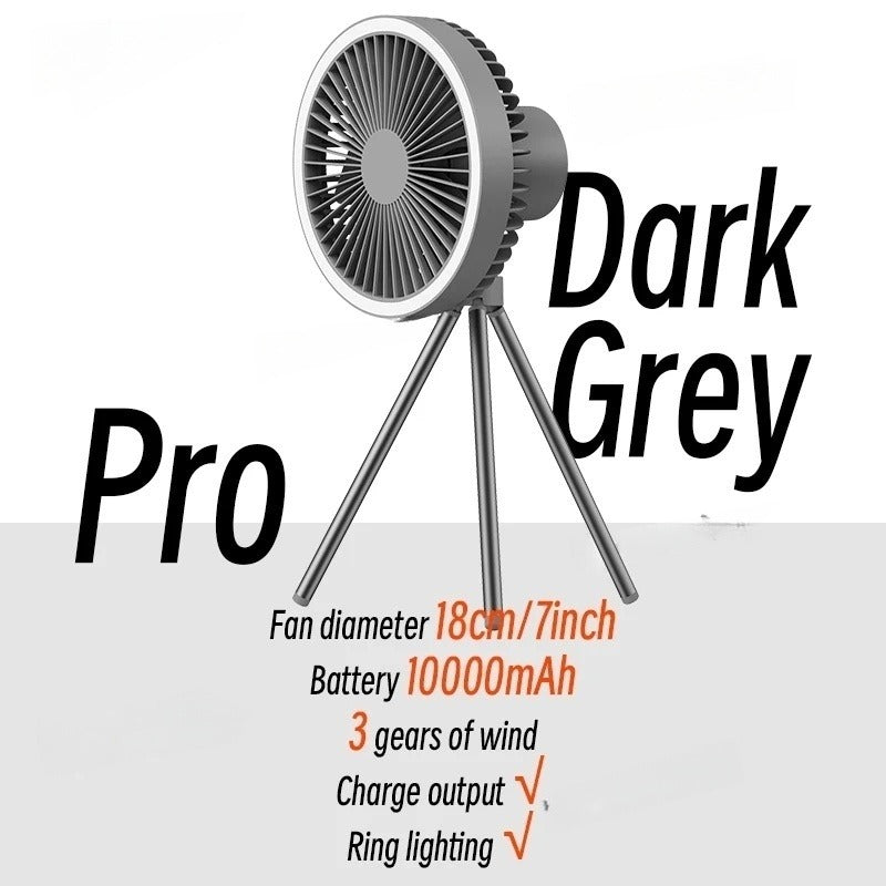 Ring Light Portable Rechargeable Camping Tirpod Fan