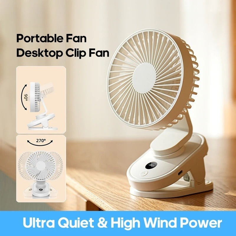 1800mAh Rechargeable Portable Desktop Clip Fan