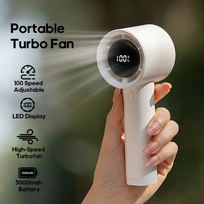 High Speed Wind Digital Handheld Fan 100 Speeds