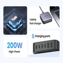 200W GaN Charger Desktop Laptop Fast Charger 6 in 1 Adapter Tablets Phone Charger