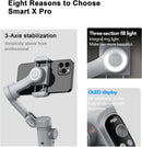 Handheld Gimbal Stabilizer 3-Axis Smart X Pro Professional for Smartphone Wireless Charging OLED Display LED Light Focus Wheel