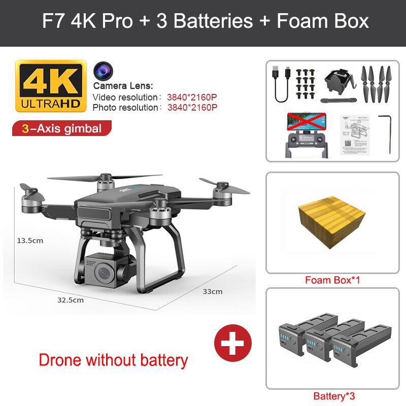 F7 PRO GPS Drone 4K Dual HD Camera 3-Axis Gimbal Professional Aerial Photography 3KM Brushless Quadcopter