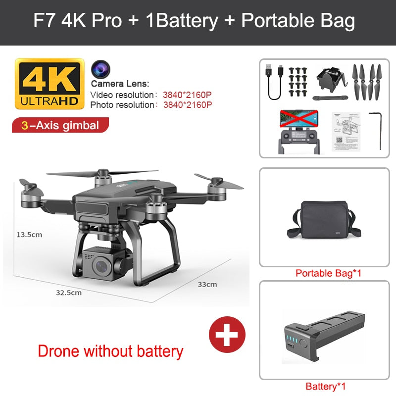 F7 PRO GPS Drone 4K Dual HD Camera 3-Axis Gimbal Professional Aerial Photography 3KM Brushless Quadcopter