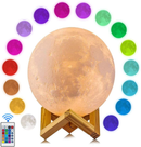 16 Colors 3D Printing Remote Controlled Dimmable Rechargeable Moon Light Lamp