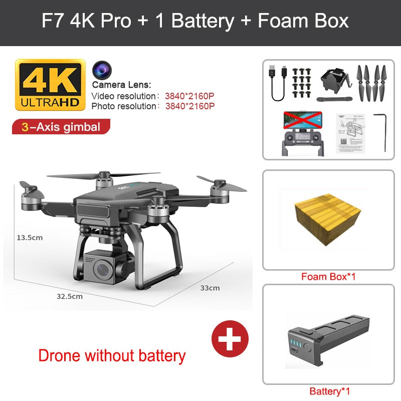 F7 PRO GPS Drone 4K Dual HD Camera 3-Axis Gimbal Professional Aerial Photography 3KM Brushless Quadcopter