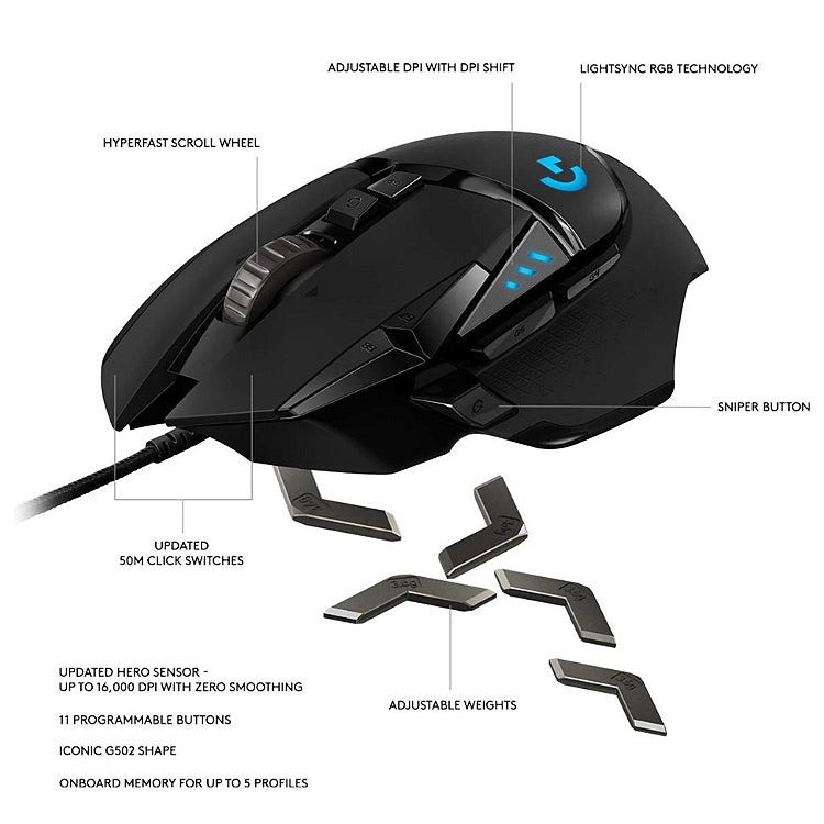 G502 Hero 16000 Dpi Wired Gamer Mouse Engine