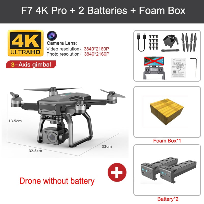 F7 PRO GPS Drone 4K Dual HD Camera 3-Axis Gimbal Professional Aerial Photography 3KM Brushless Quadcopter