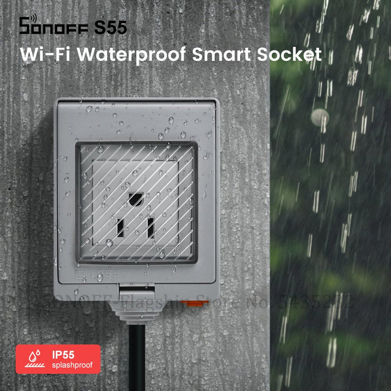 S55 Wifi Smart Waterproof Socket Switch IP55 UK/AU/US/FR/DE/ZA Wifi Plug Socket With Timer Remote Works With Alexa