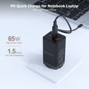 65W GaN Fast Charger Quick Charge 2C1A Ports Type C PD USB Portable Travel Charger Travel Fast Charger for Laptop iphone